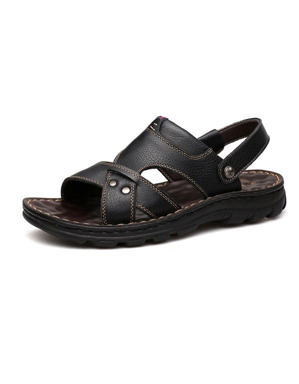 Handgemaakte Retro Lederen Herensandalen