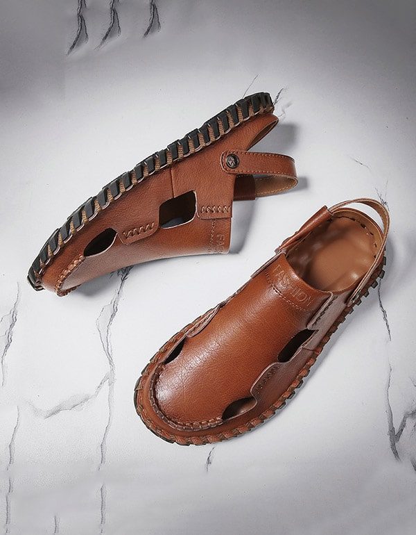 Heren Zomer Leren Sandalen Loafers