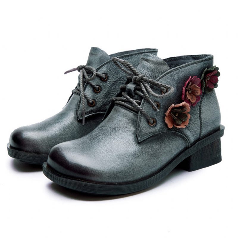 Geschenkschoenen Herfst Winter Retro Ronde Kop Korte Dikke Dameslaarzen