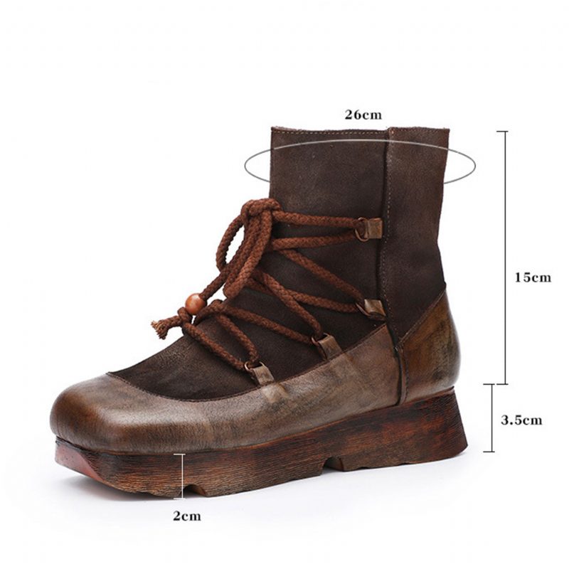 Herfst Winter Casual Leren Retro Korte Dameslaarzen | Cadeau Schoenen