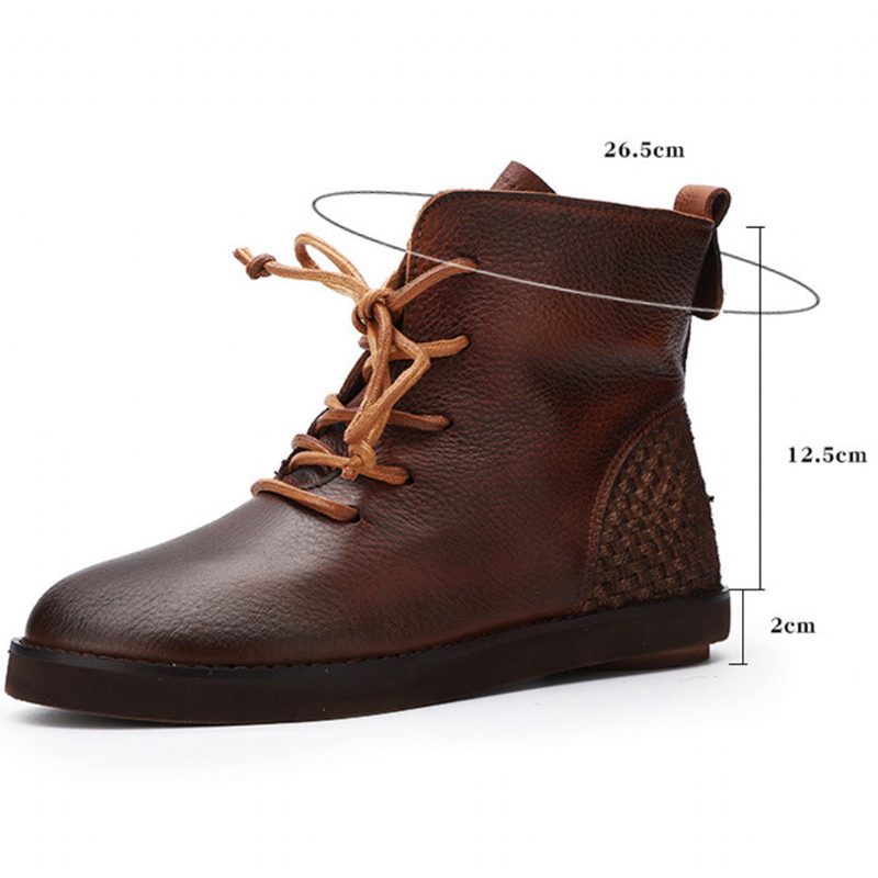 Herfst Winter Dames Enkellaarsjes Leer Retro Comfortabel | Cadeau Schoenen