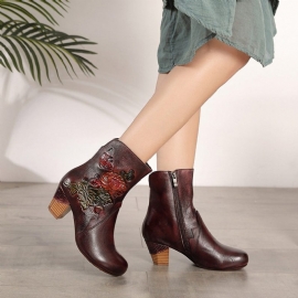 Herfst Winter Leren Retro Dameslaarzen | Cadeau Schoenen