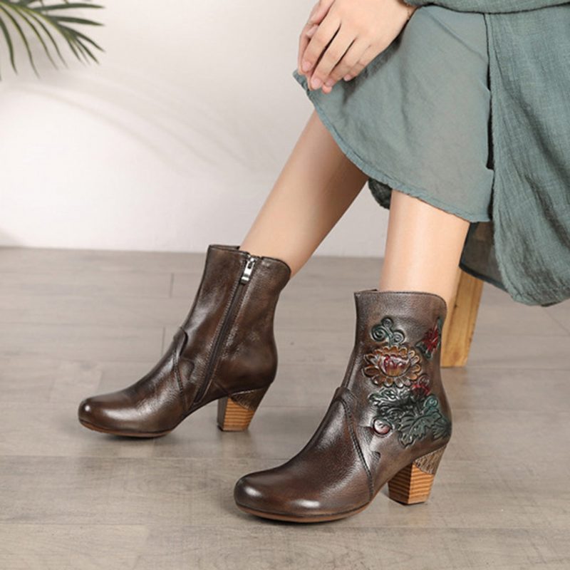 Herfst Winter Leren Retro Dameslaarzen | Cadeau Schoenen