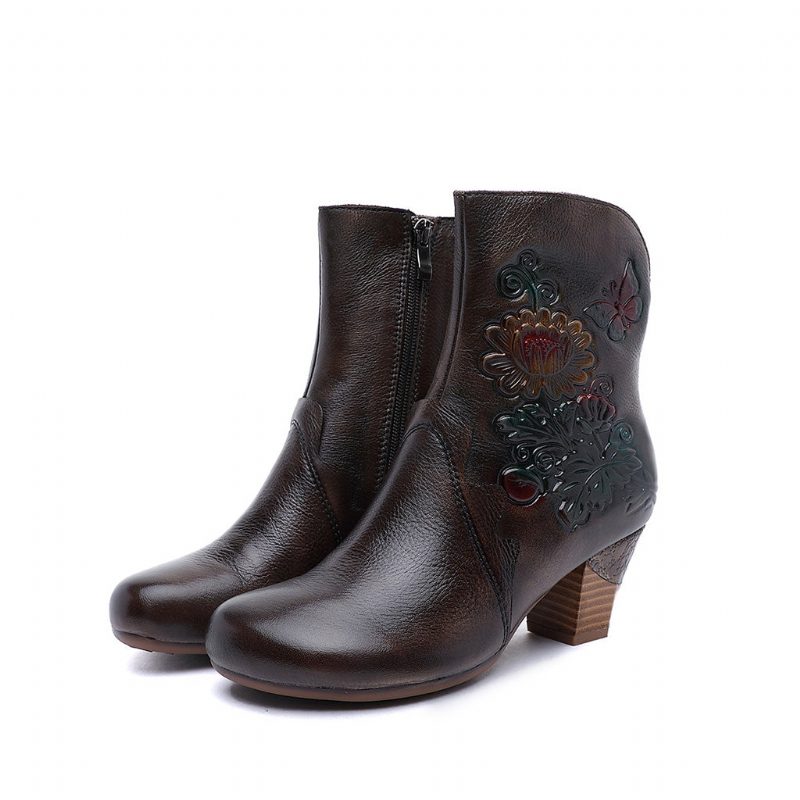 Herfst Winter Leren Retro Dameslaarzen | Cadeau Schoenen