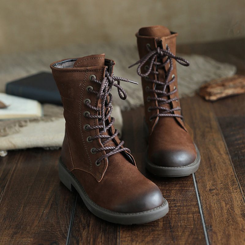 Herfst Winter Leren Retro Martin Dameslaarzen | Cadeau Schoenen