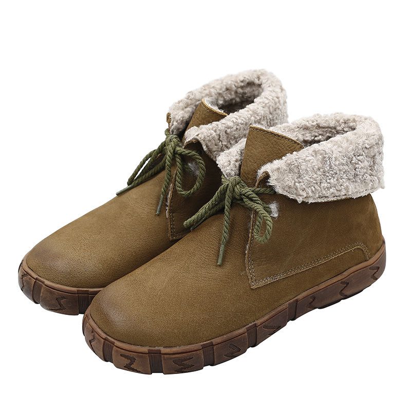 Leren Retro Veelzijdige Fluwelen Dames Herfst Winter Schoenen| Cadeau Schoenen