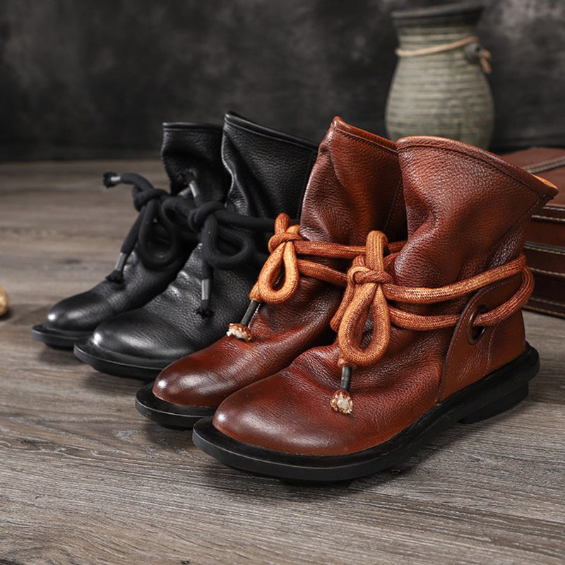 Retro Leren Comfortabele Winterlaarzen | Cadeau Schoenen