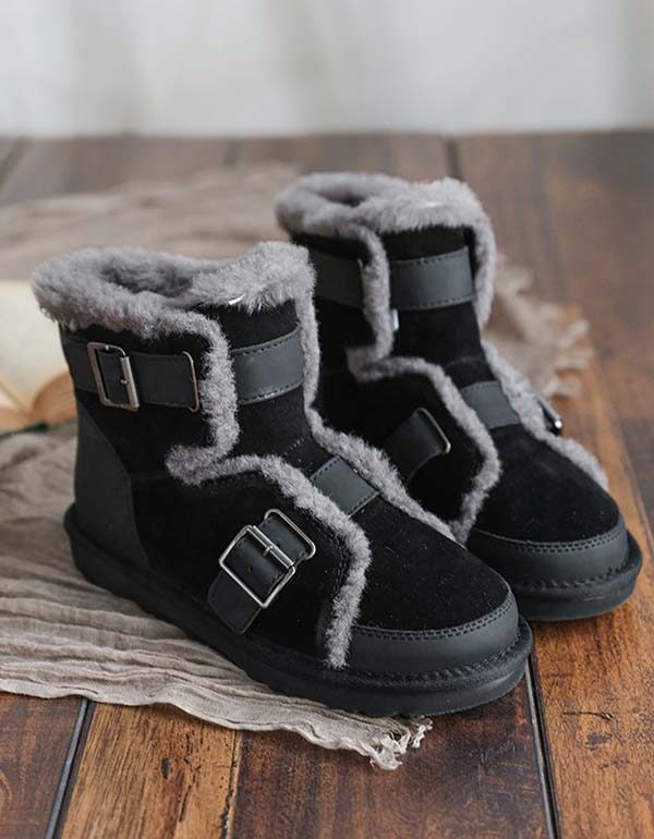 Suede Fluffy Winter Snowboots Voor Dames