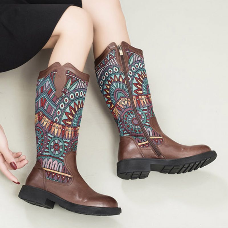 Winter Bohemian Retro Handgemaakte Lederen Hoge Laarzen | Cadeau Schoenen