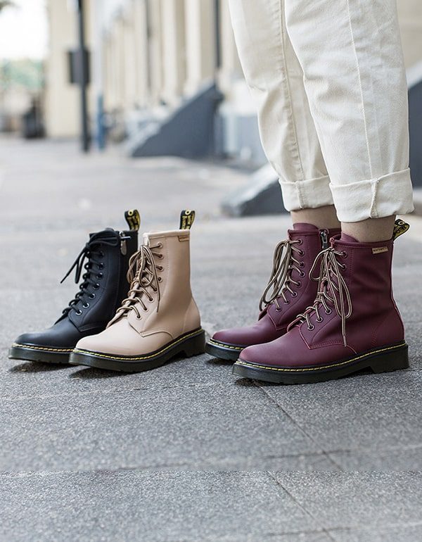 Winter Herfst Gladde Leren Veterschoenen Dr Marten Boots