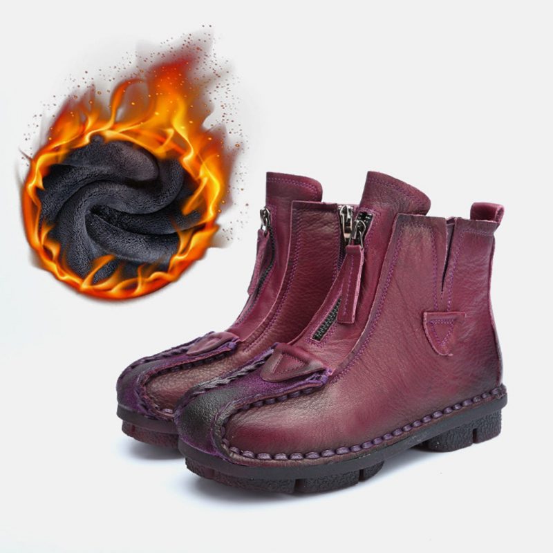 Winter Lederen Handgemaakte Retro Korte Laarzen | Cadeau Schoenen