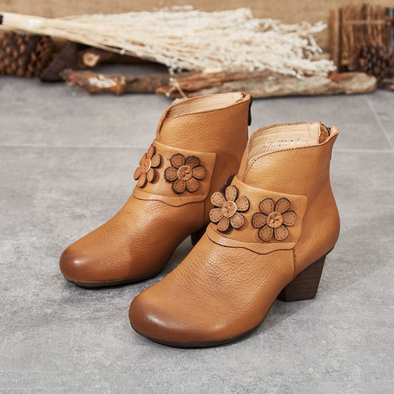 Winter Retro Leren Chunky Laarzen | Cadeau Schoenen