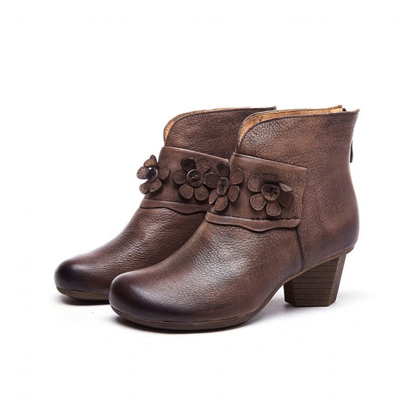 Winter Retro Leren Chunky Laarzen | Cadeau Schoenen