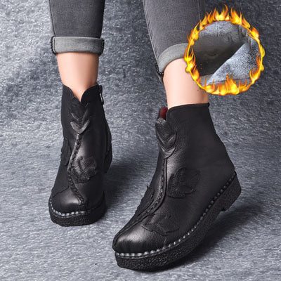 Winter Retro Leren Fluwelen Laarzen | Cadeau Schoenen