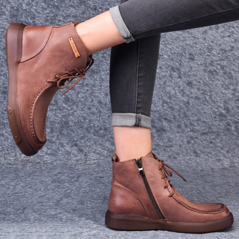 Winter Retro Leren Korte Laarzen | Cadeau Schoenen