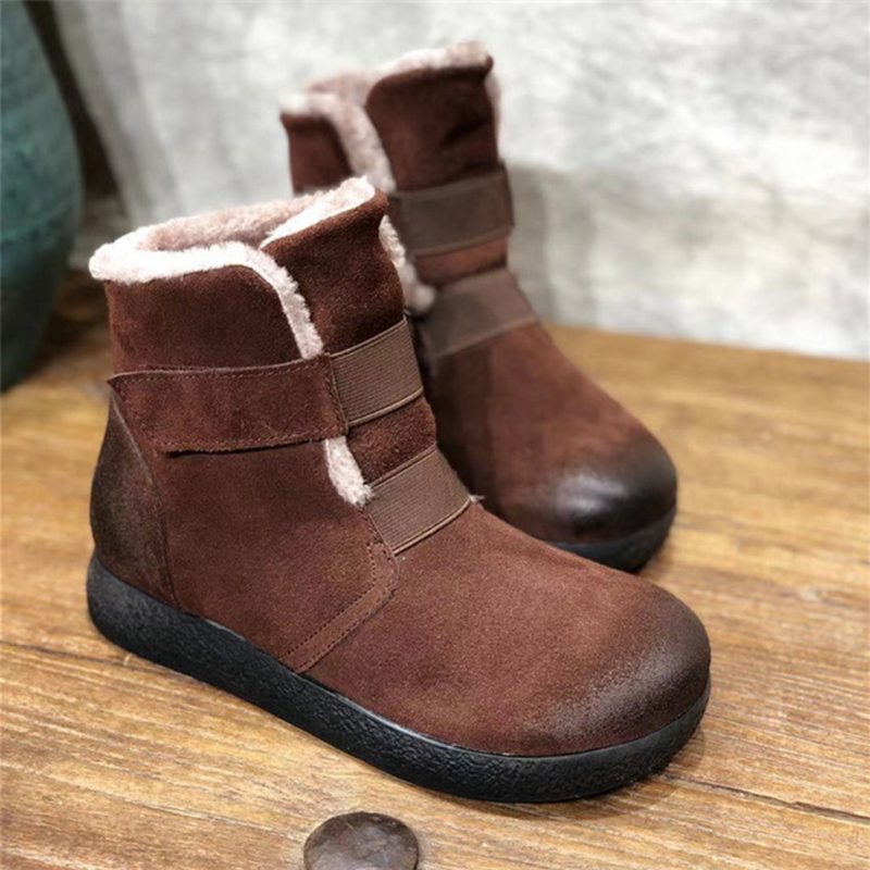 Winter Warme Leren Dames Korte Laarzen | Cadeau Schoenen