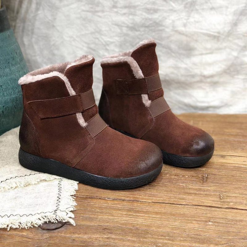 Winter Warme Leren Dames Korte Laarzen | Cadeau Schoenen