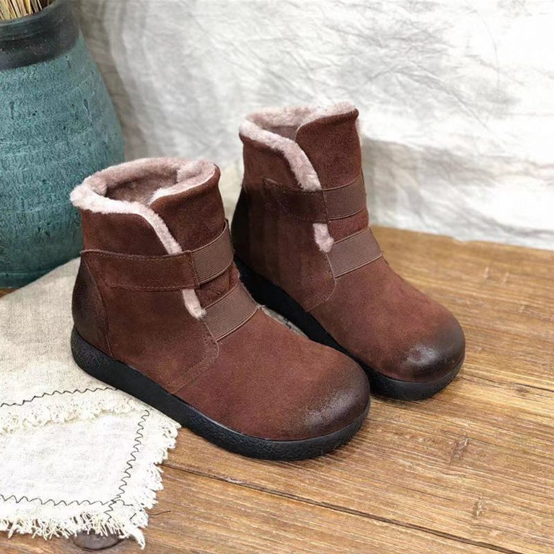 Winter Warme Leren Dames Korte Laarzen | Cadeau Schoenen