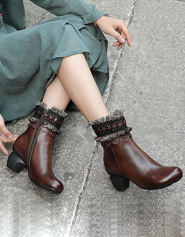 Boheemse Kwasten Retro Chunky Heel Boots