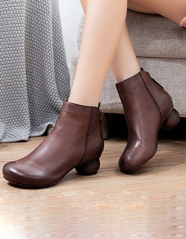 Comfortabele Retro Chunky Heels Dameslaarzen