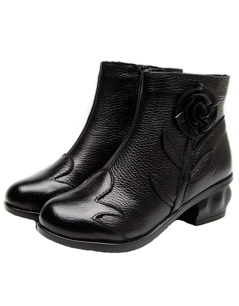 Etnische Stijl Bloem Enkel Chunky Bootie