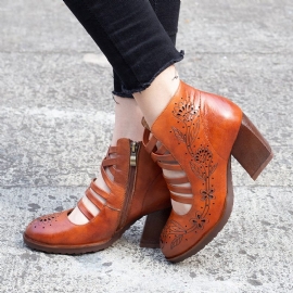 Handgemaakte Retro Lederen Vintage Chunky Schoenen