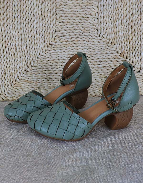 Handgeweven Enkelbandje Retro Chunky Sandalen Groen