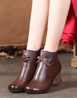 Lente Retro Bow-knot Chunky Heel Boots