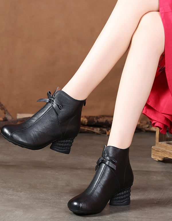 Lente Retro Bow-knot Chunky Heel Boots