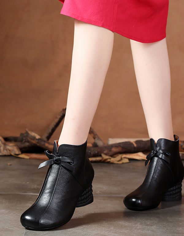 Lente Retro Bow-knot Chunky Heel Boots