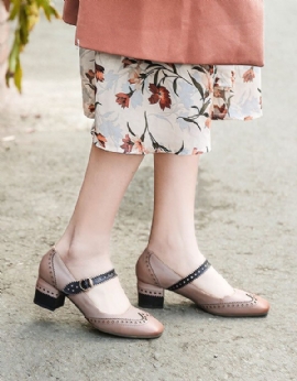 Leren Vintage Mary Jane Chunky Schoenen