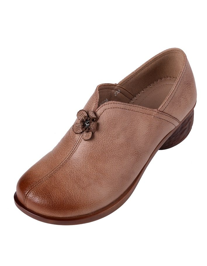 Retro Leren Schoenen Antislip Chunky Hakken