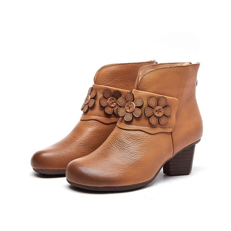 Winter Retro Leren Chunky Laarzen | Cadeau Schoenen