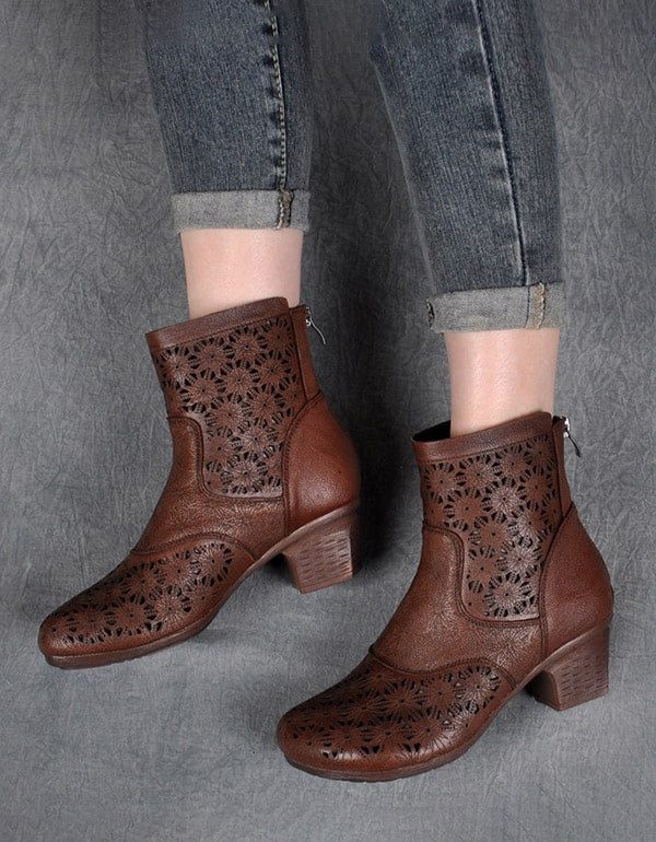 Zomer Vintage Hollow Chunky Heels Schoenen