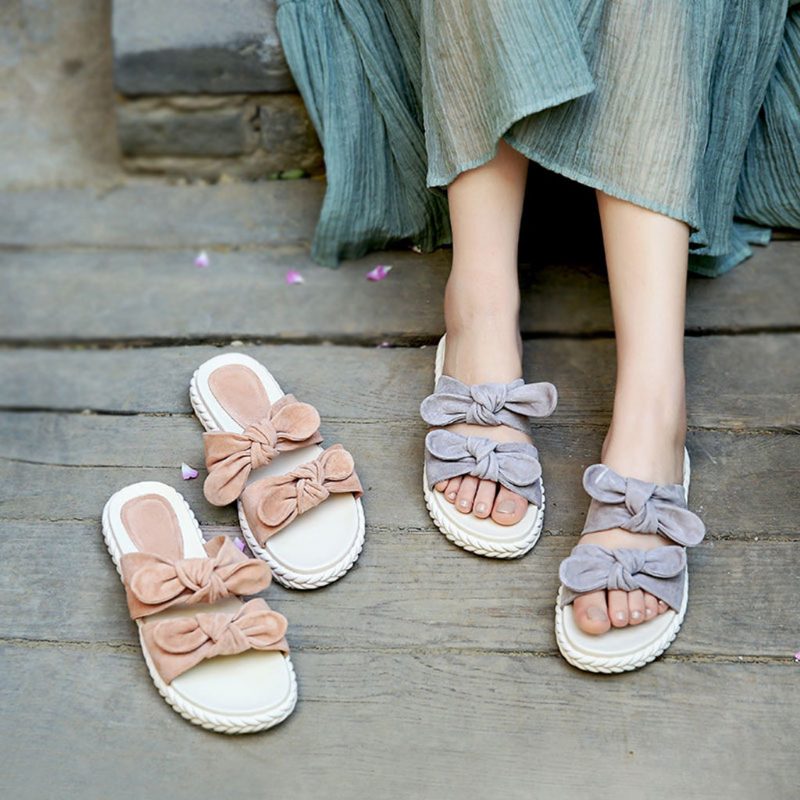 Handgemaakte Lederen Damespantoffels Sandalen | Cadeau Schoenen