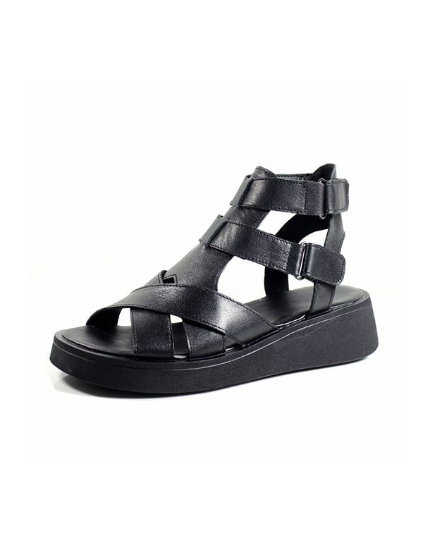 Leren Retro Zomer Sandalen Met Bandjes Voor Dames