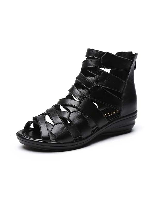 Zomer Lederen Romeinse Sandalen Met Open Neus 35-43