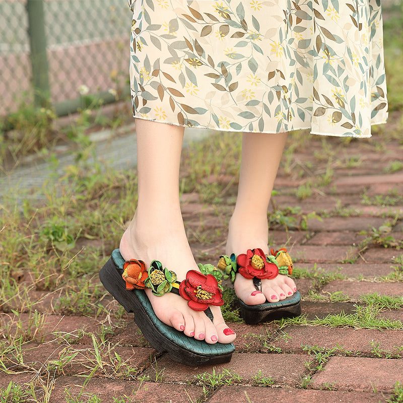 Zomer Retro Handgemaakte Bloem Sandalen