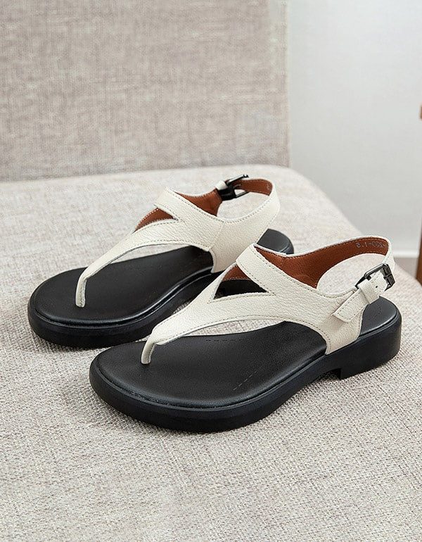 Zomer Retro Leren Teenslippers Sandalen