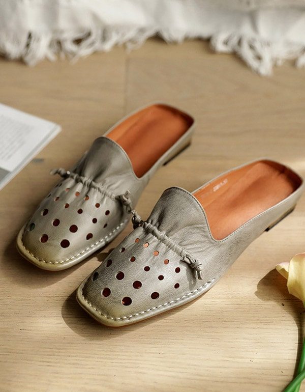 Zomerslippers Van Zacht Leer Voor Dames