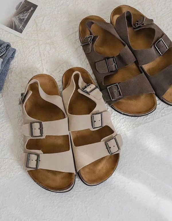 Zomerzachte Leren Sandalen Met Verstelbare Gesp