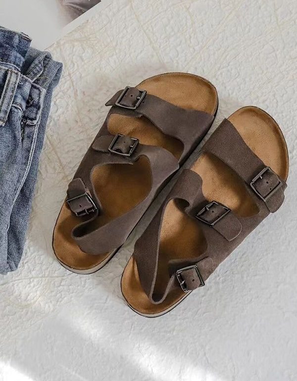 Zomerzachte Leren Sandalen Met Verstelbare Gesp