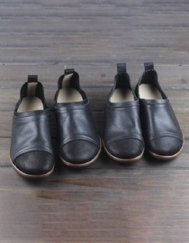 Comfortabele Handgemaakte Retro Leren Slip-on Platte Schoenen