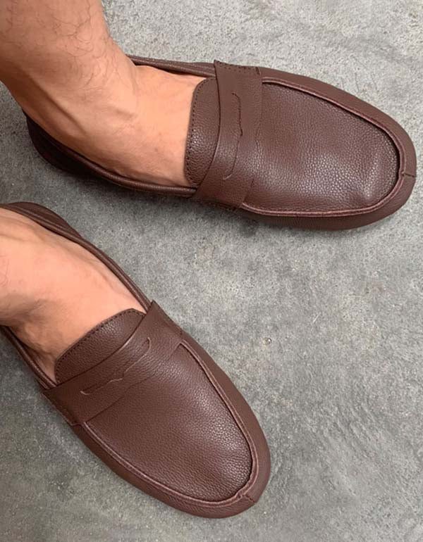 Handgemaakte Retro Zachte Leren Loafers Voor Heren