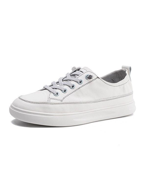 Casual Lederen Sneakers Voor Dames Wit