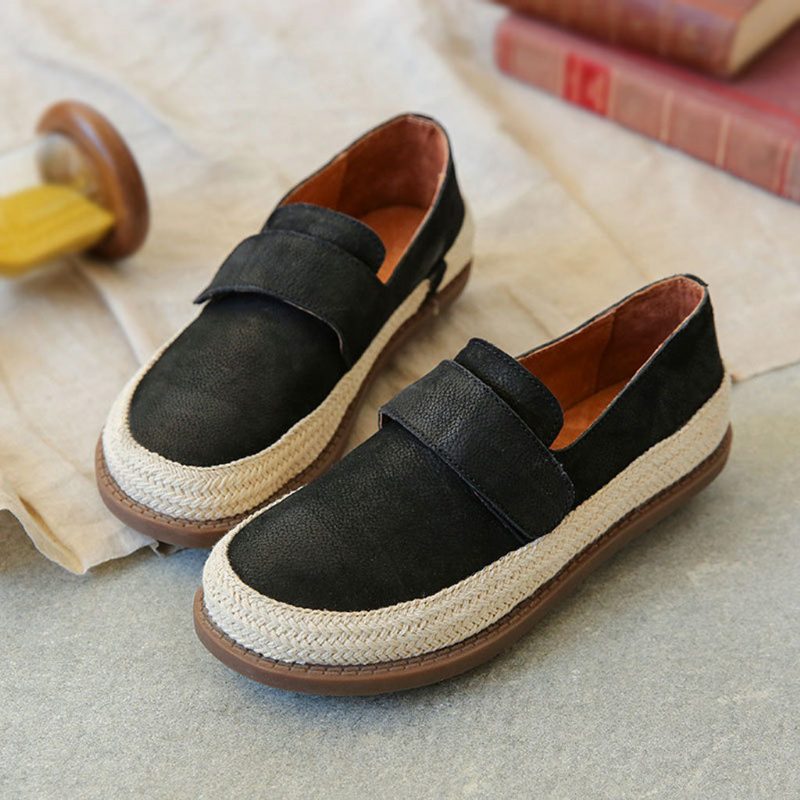 Comfortabele Retro Lederen Casual Platte Schoenen | Cadeau Schoenen