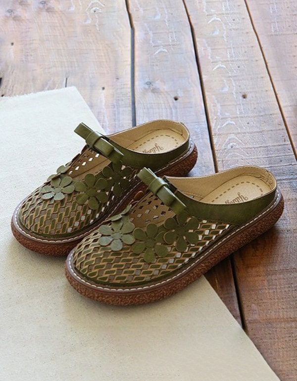 Dames Zomer Bloem Retro Platform Pantoffels