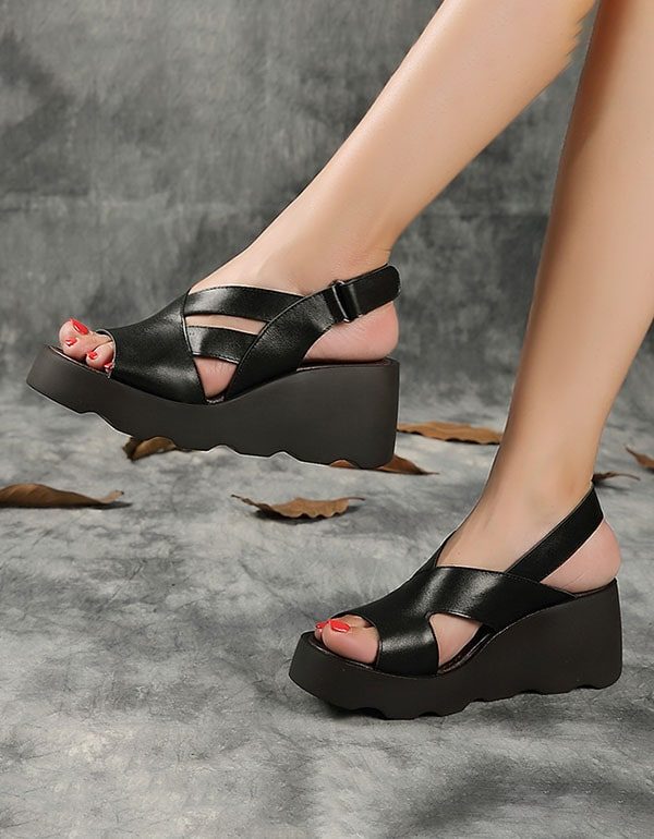 Damesmode Visteen Wedge Sandalen Slingback