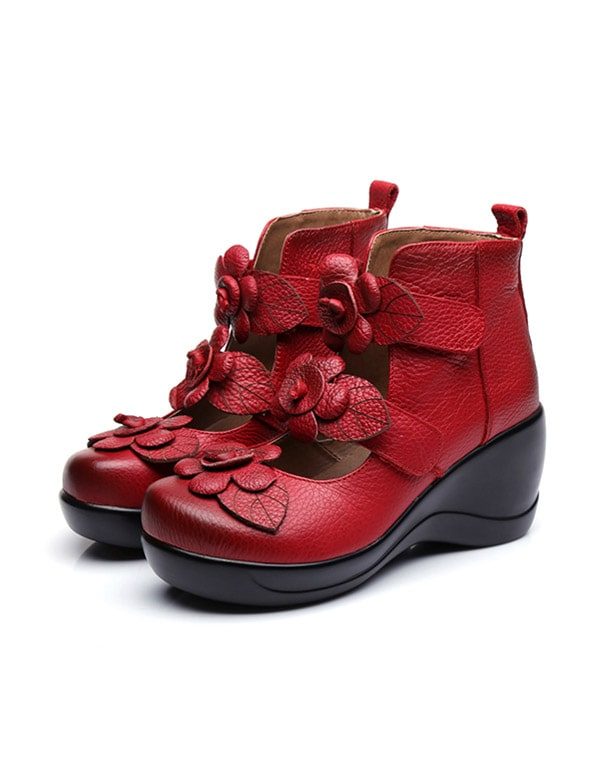 Handgemaakte Bloem Etnische Stijl Dames Sleehak Sandalen