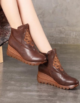 Handgemaakte Retro Borduur Wedge Boots